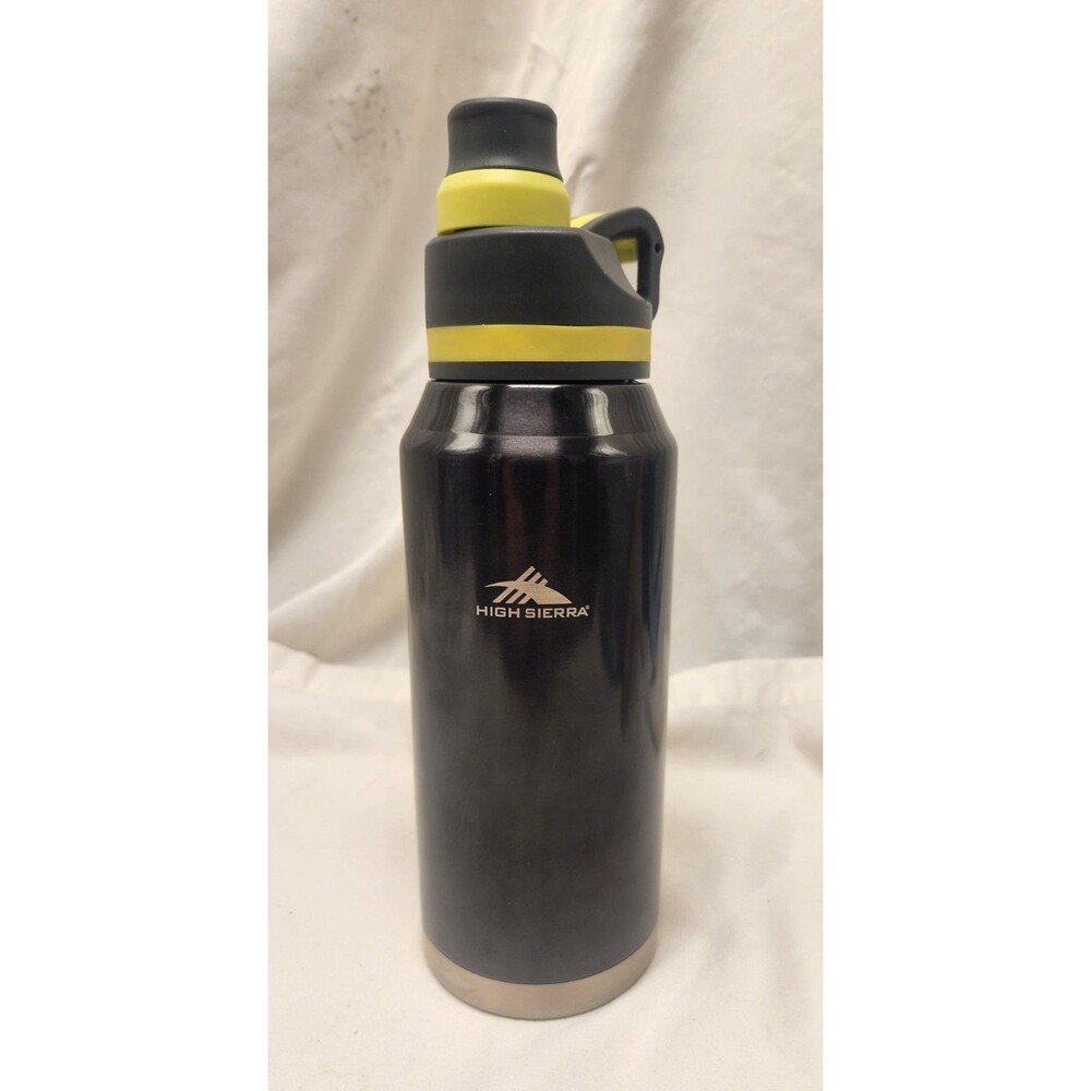 High Sierra 24 oz Stainless Steel Water Bottle w/ Twist Lid Handle Gray Yellow